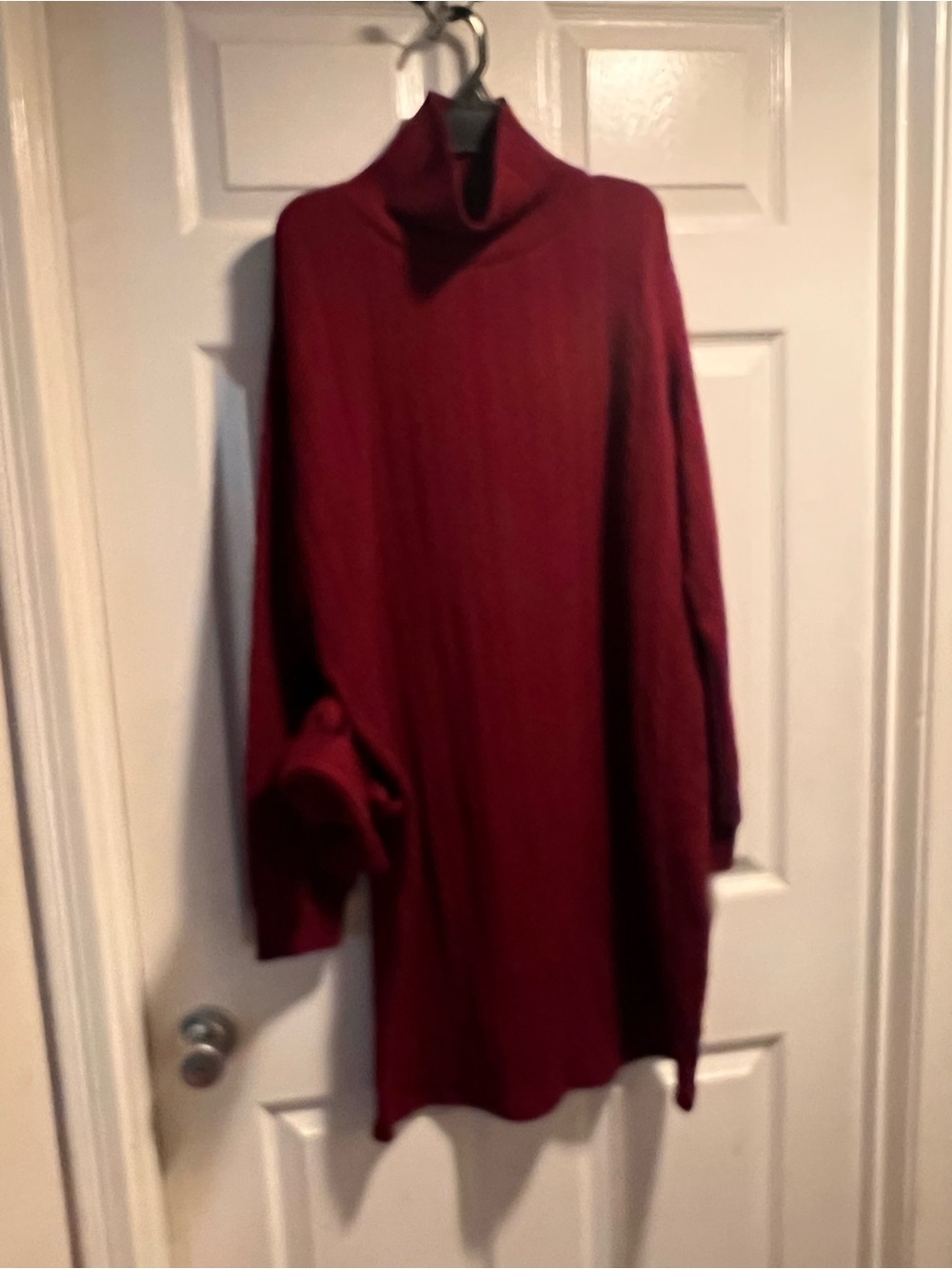 Woman’s Burgundy Turtleneck Sweater Dress